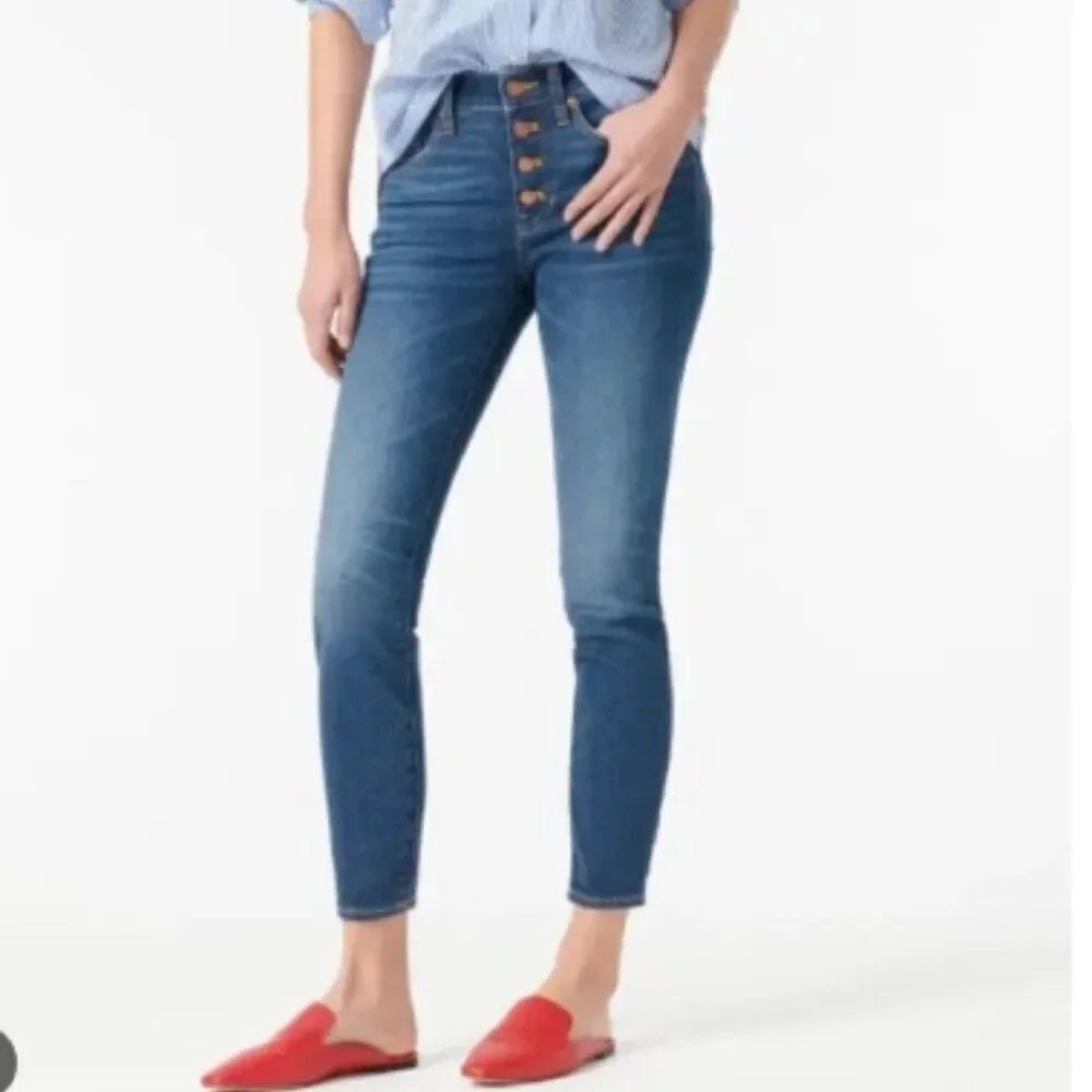 J. Crew 9” Toothpick Button Fly Stretch High Rise Skinny Ankle Jean in Size 29